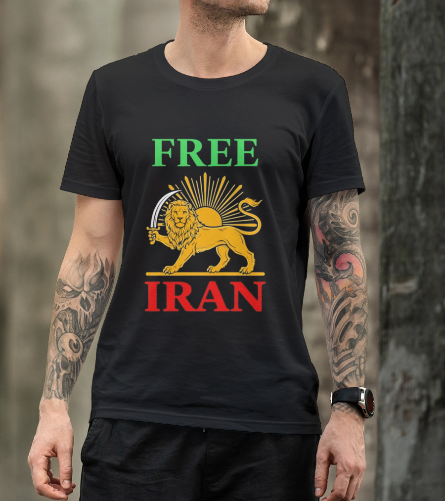 Free Iran Lion And Sun Shir O Khorshid T-Shirt