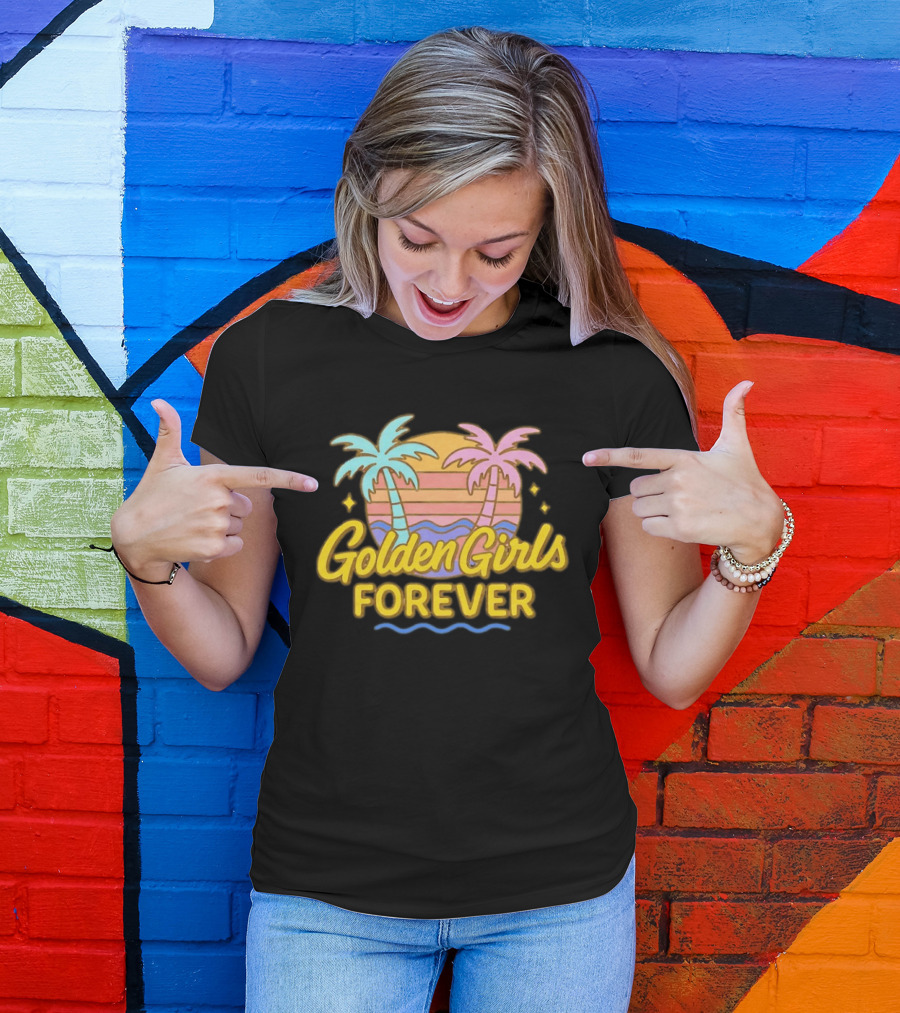 Golden Girls Forever Sunset Palm Trees Retro Aesthetic T-Shirt