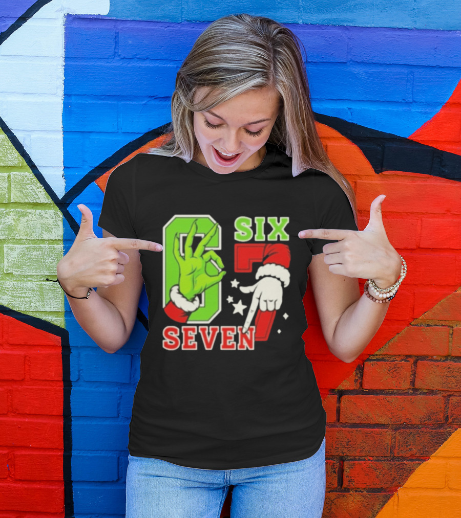 Grinch Santa 67 Six Seven Christmas TikTok Trending T-Shirt