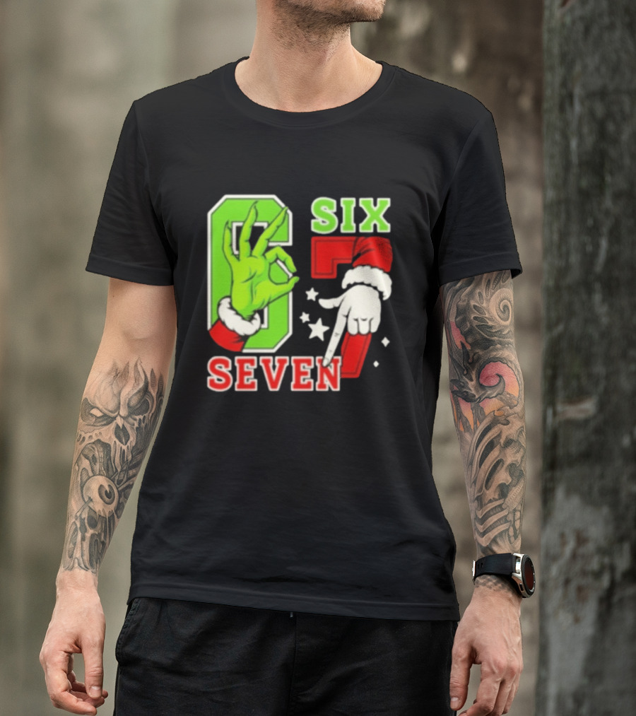 Grinch Santa 67 Six Seven Christmas TikTok Trending T-Shirt