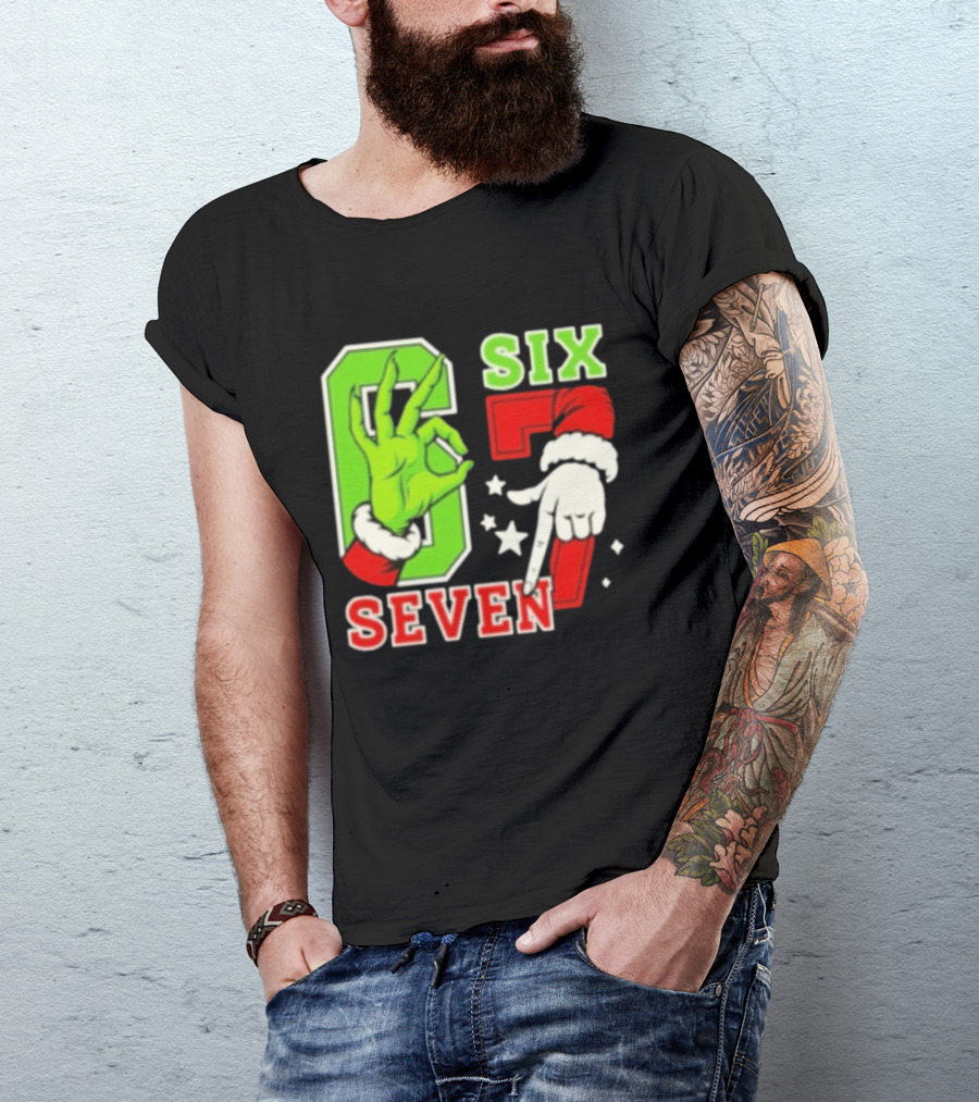 Grinch Santa 67 Six Seven Christmas TikTok Trending T-Shirt