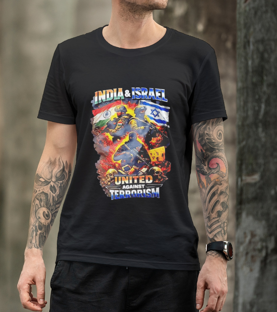 India And Israel Flags United Against Terrorism T-Shirt