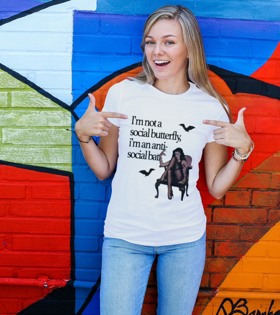 I'm Not A Social Butterfly I'm An Antisocial Bat With Bat And Woman T-Shirt