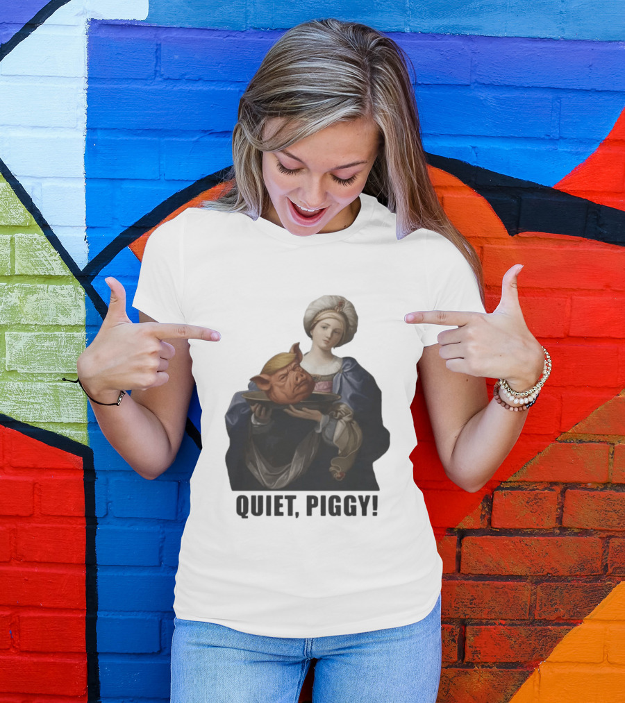 Original Saint Holding Pig Head Quiet Piggy Anti Trump T-Shirt