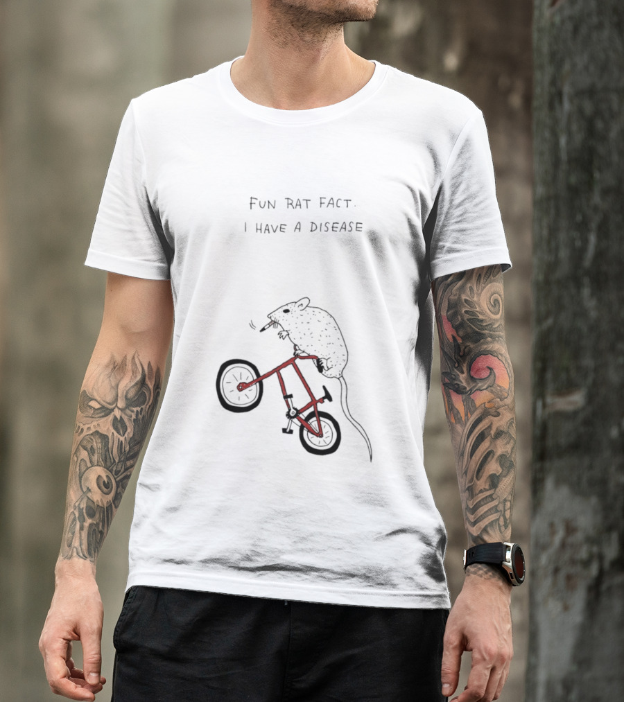 Fun Rat Fact I Have A Disease Rat On Bicycle T-Shirt