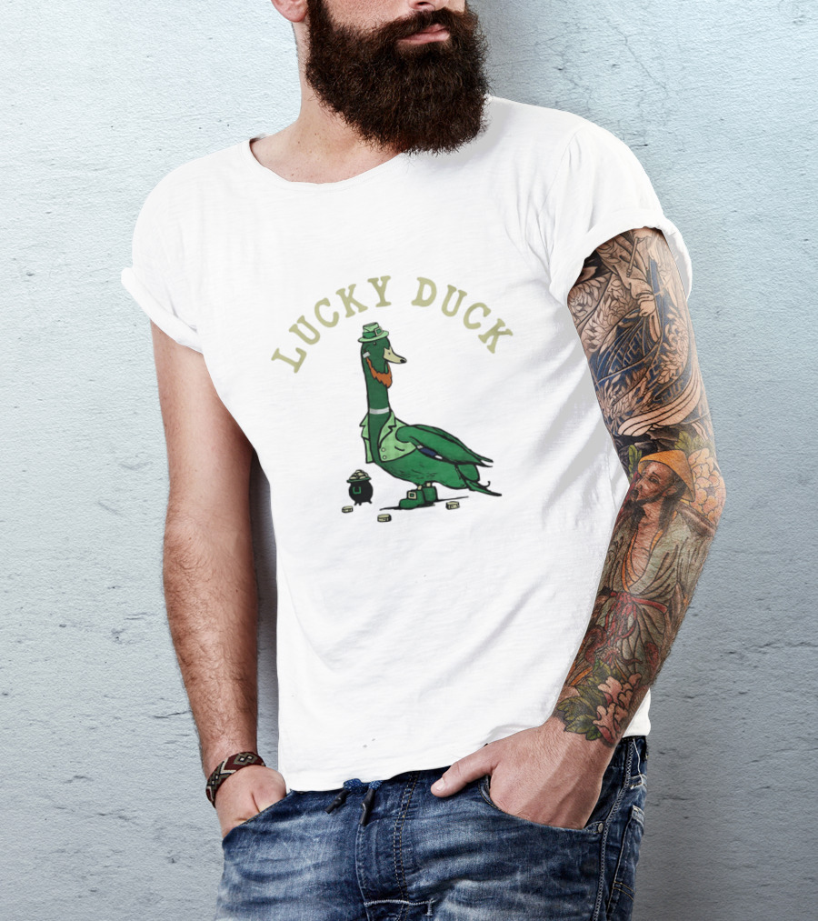 Lucky Duck St Patrick's Day Leprechaun Hat With Irish Coins T-Shirt