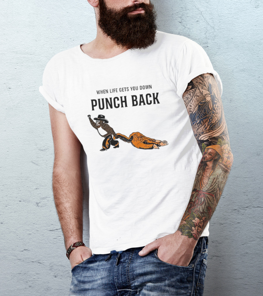 When Life Gets You Down Punch Back Meme Monkey Cowboy T-Shirt