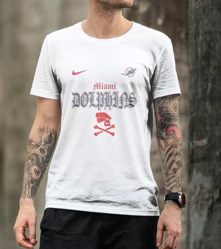 Miami Dolphins Dropkick Murphys Skull Nike NFL Collaboration T-Shirt