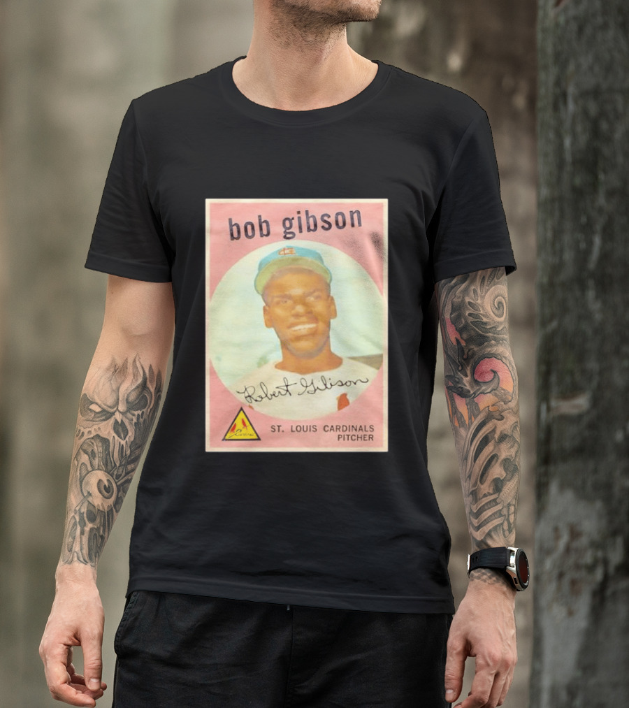 Bob Gibson 1959 St. Louis Cardinals Pitcher Vintage Topps Baseball Card T-Shirt