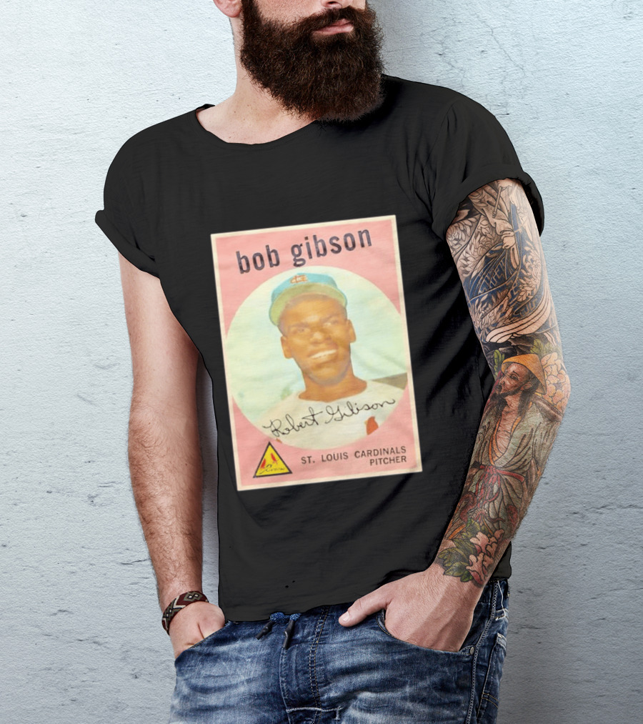 Bob Gibson 1959 St. Louis Cardinals Pitcher Vintage Topps Baseball Card T-Shirt
