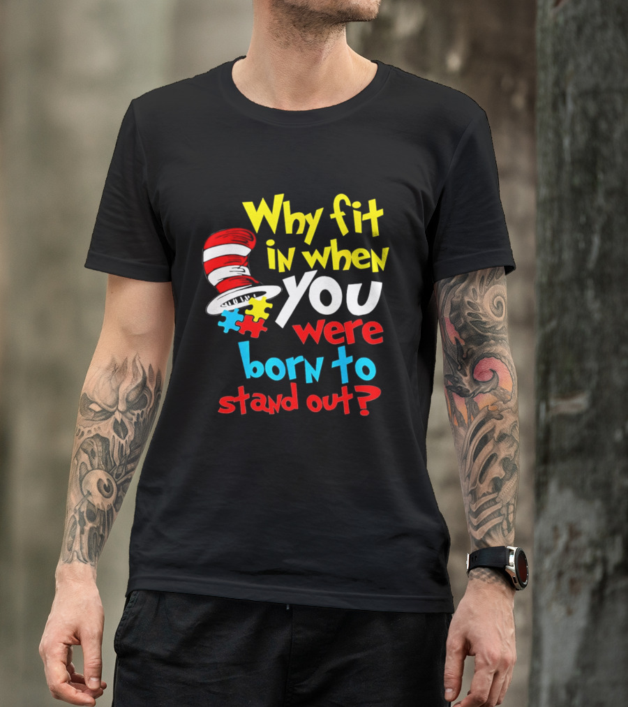 Dr Seuss Why Fit In When You Were Born To Stand Out Puzzle Hat T-Shirt