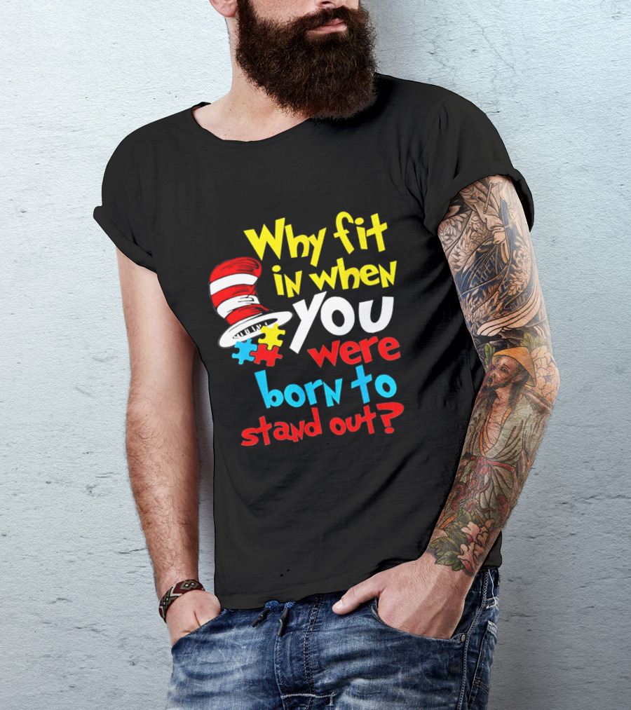Dr Seuss Why Fit In When You Were Born To Stand Out Puzzle Hat T-Shirt