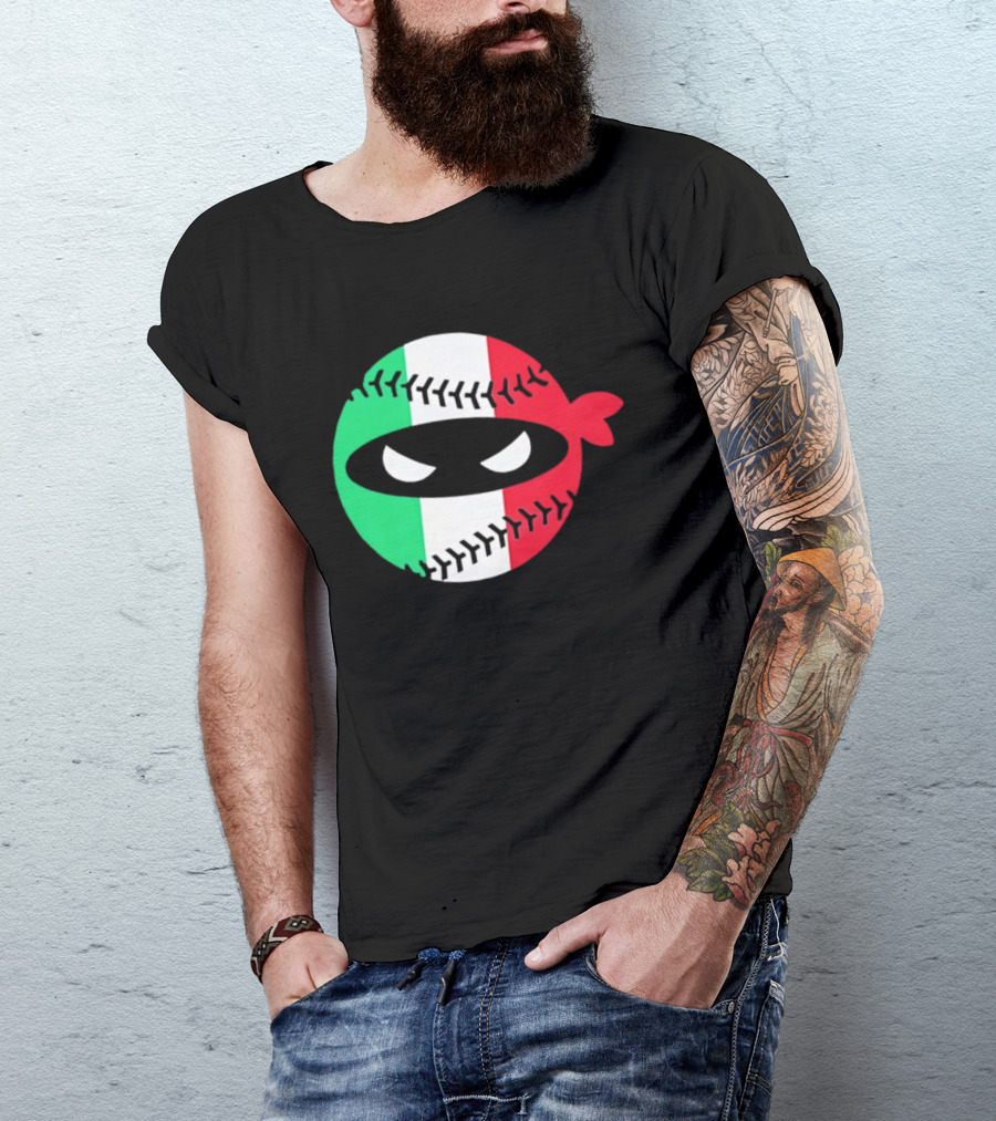 Pitching Ninja Italy Baseball Italian Flag Sports Fan Элита T-Shirt