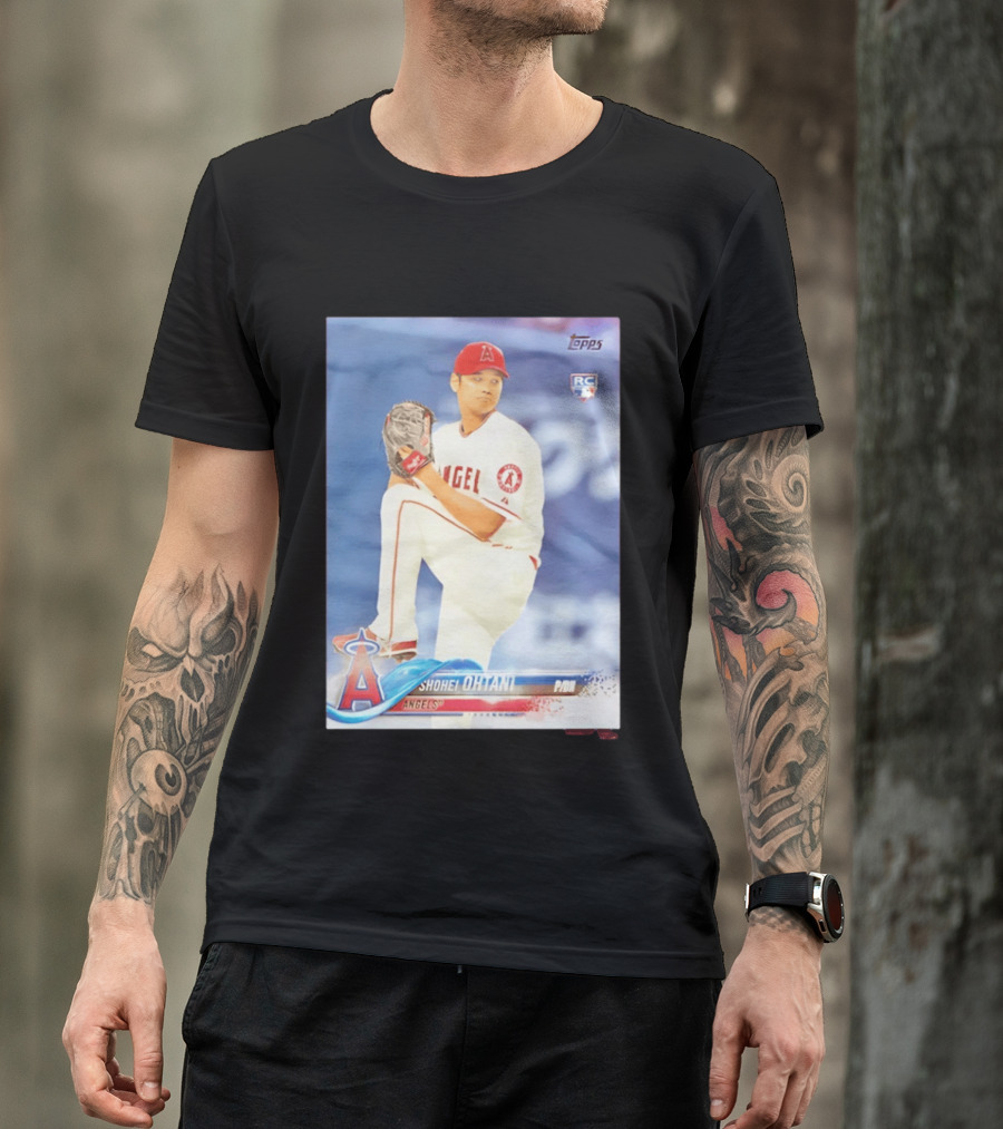 Shohei Ohtani Angels 2018 Topps Baseball Card RC Rookie PDI T-Shirt