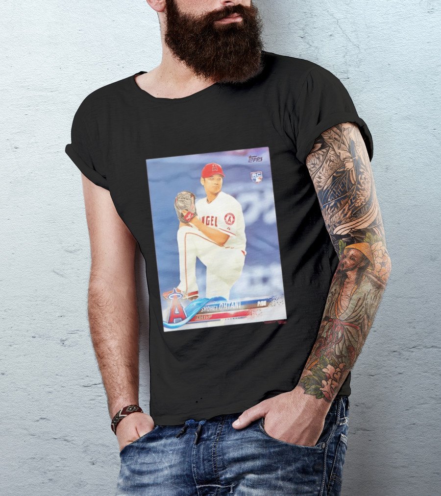 Shohei Ohtani Angels 2018 Topps Baseball Card RC Rookie PDI T-Shirt