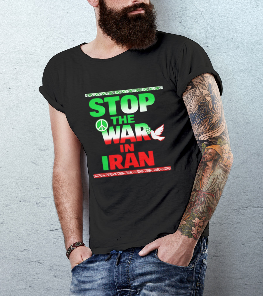Stop The War In Iran Peace Symbol Dove T-Shirt