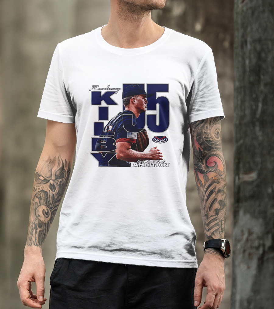 Zach Kilby 55 Baseball Ambition FAU Owls T-Shirt
