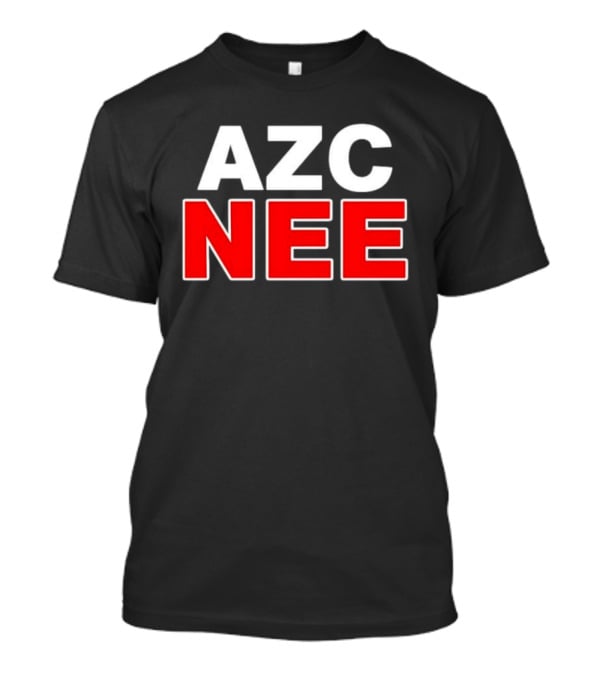 AZC NEE Bold Text White Red Contrast T-Shirt