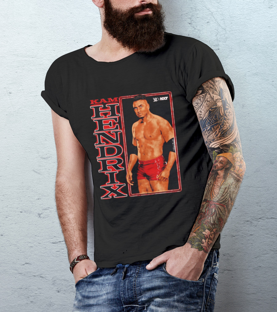Kam Hendrix WWE NXT Vertical Name Red Trunks T-Shirt