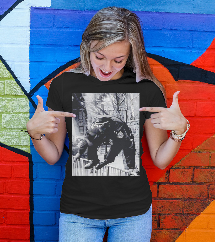 Chief Aaron Edwards American Hero Police Officer Jumping Fence T-Shirt