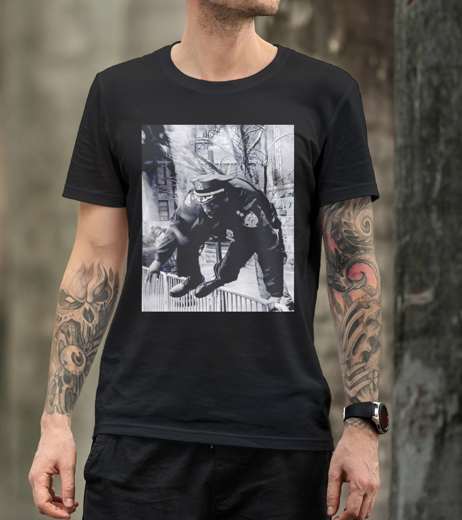 Chief Aaron Edwards American Hero Police Officer Jumping Fence T-Shirt