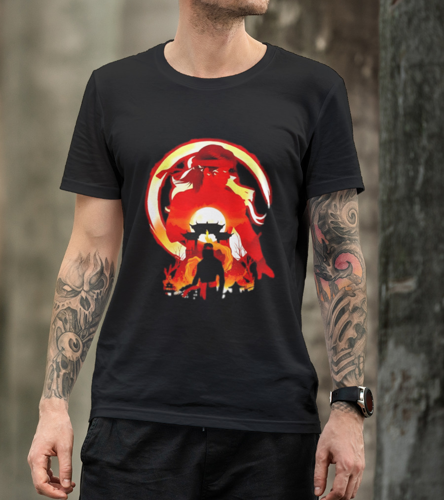 Liu Kang Mortal Kombat Dragon Circle Fire Temple Scene T-Shirt