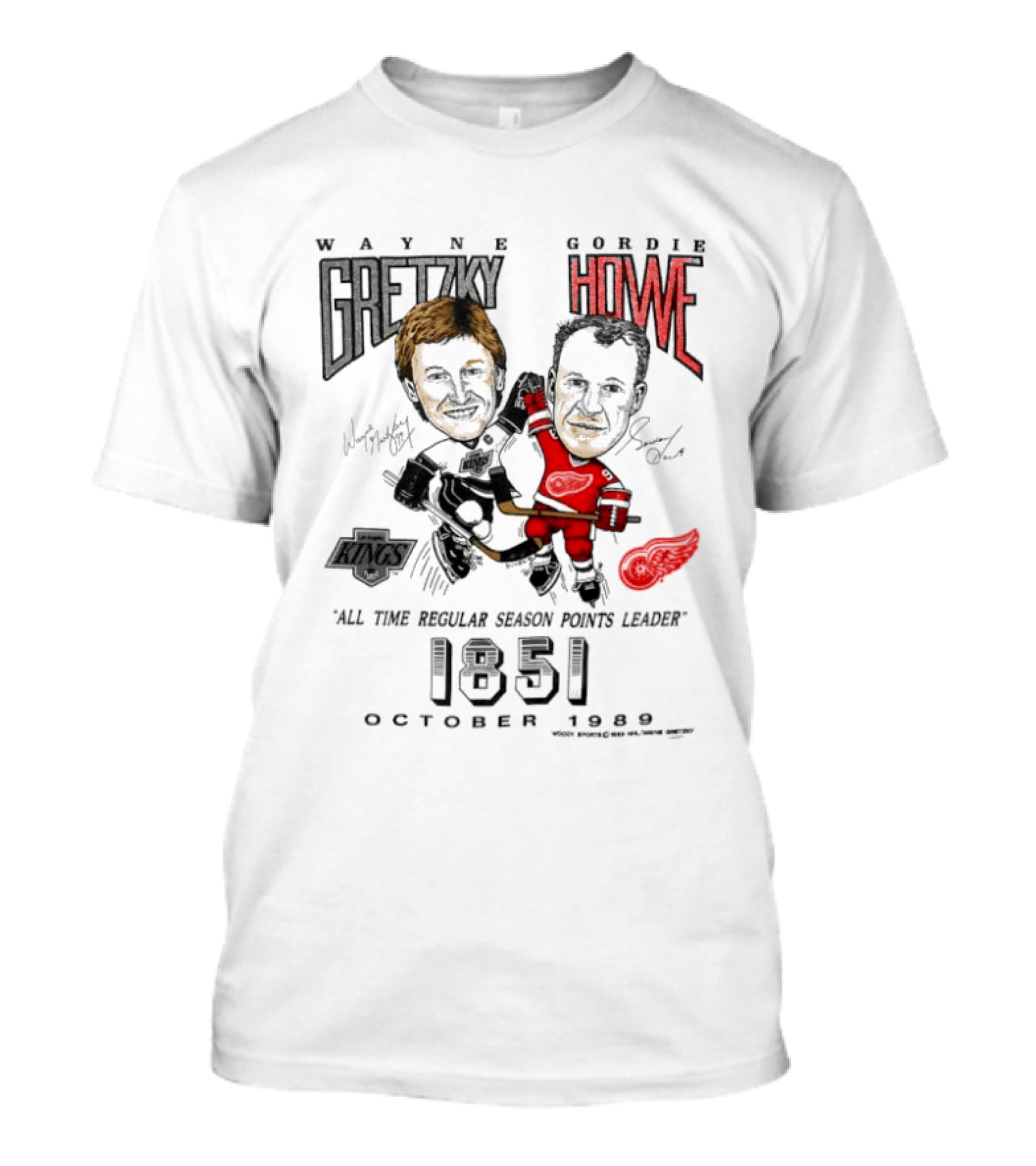 Wayne Gretzky Gordie Howe Regular Season Points Leader October 1989 1851 T-Shirt