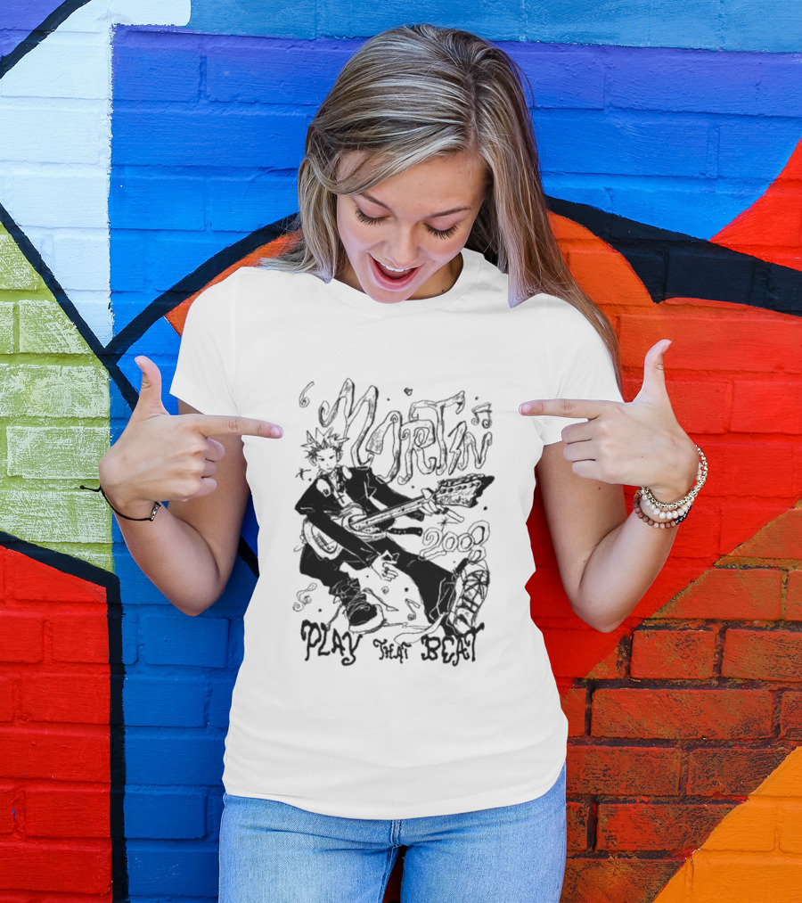 Martin 2008 Play That Beat Musician With Guitar T-Shirt