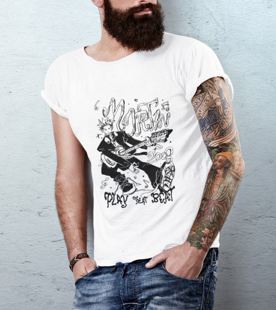 Martin 2008 Play That Beat Musician With Guitar T-Shirt