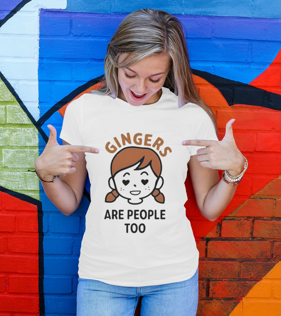 Gingers Are People Too Cute Redhead Cartoon Pigtails T-Shirt