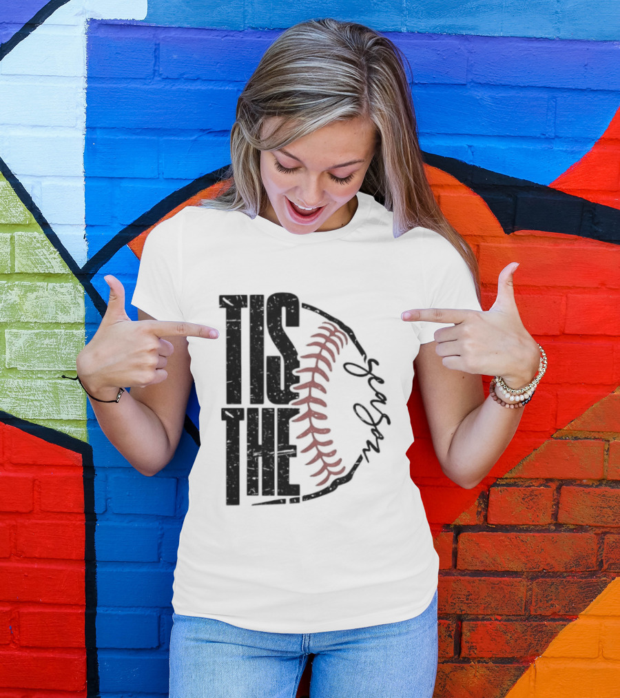 Tis The Season Baseball Stitch Spiral T-Shirt
