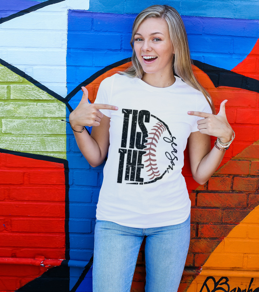 Tis The Season Baseball Stitch Spiral T-Shirt