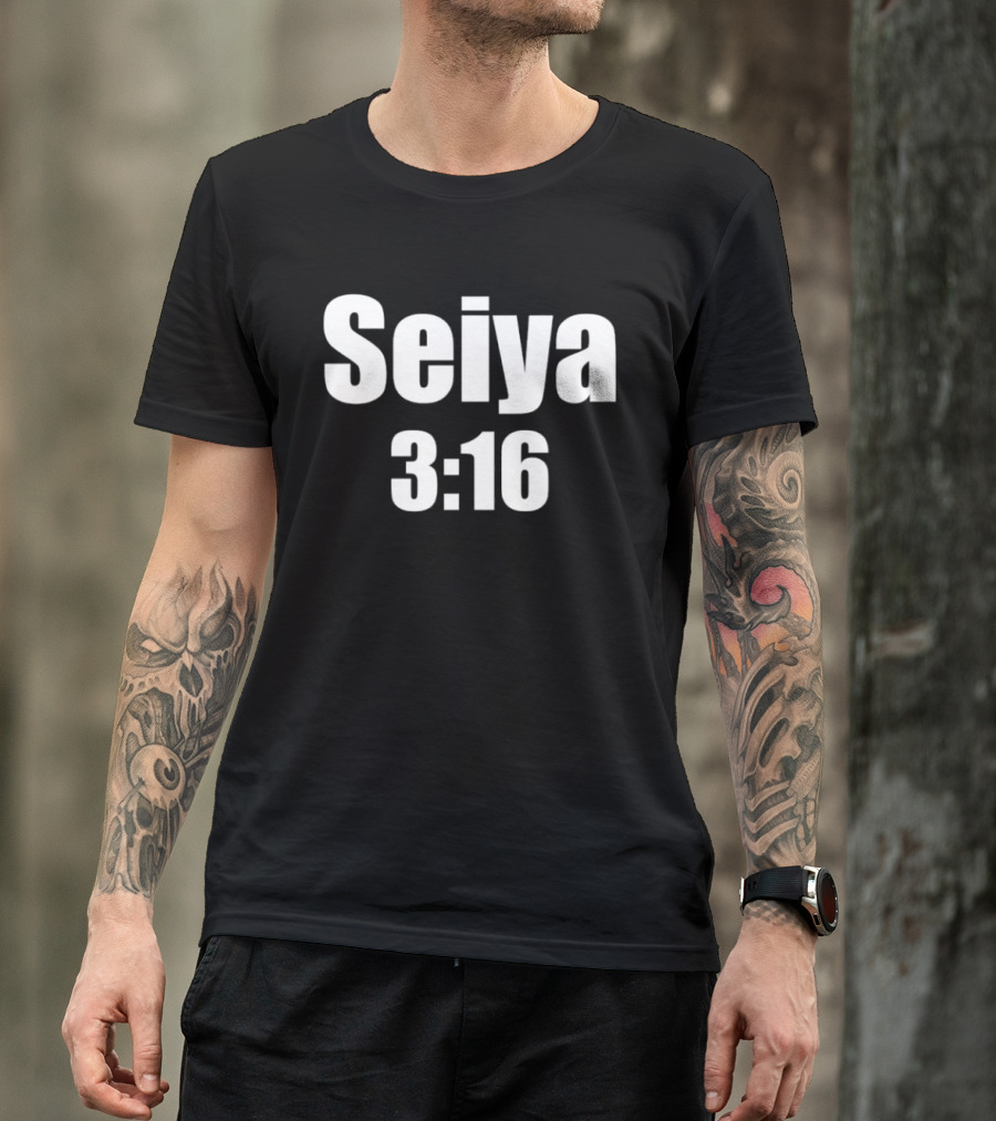 Seiya 3:16 Bold Text Design Iconography T-Shirt
