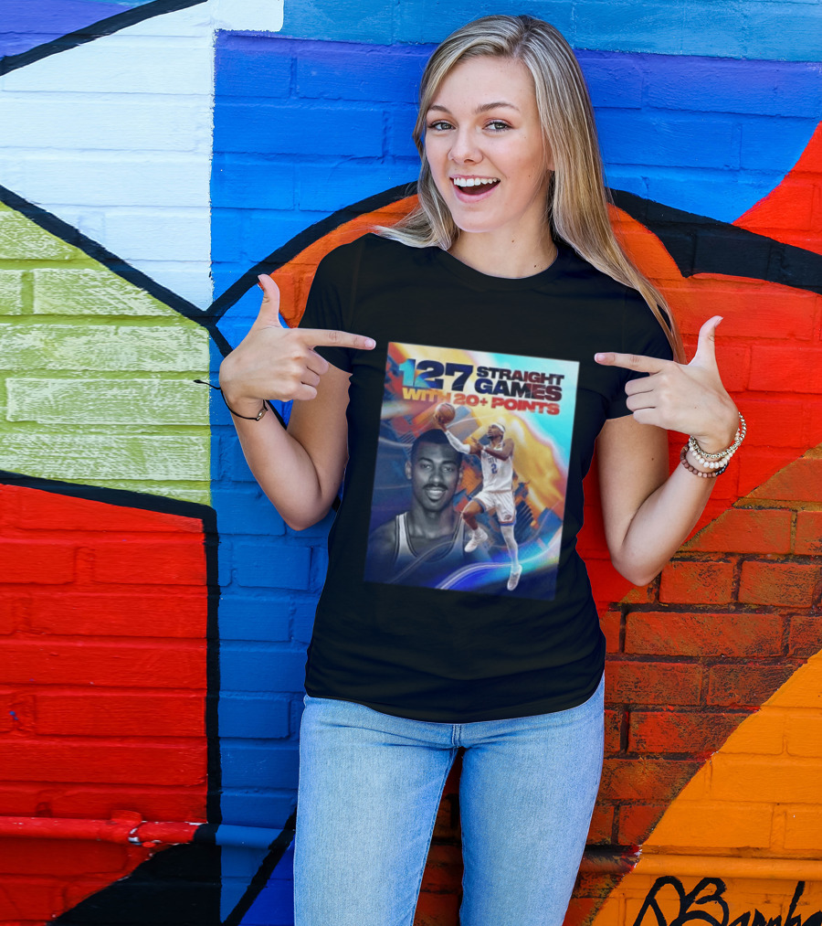 127 Straight Games With 20+ Points Shai Gilgeous Alexander OKC Thunder Basketball T-Shirt