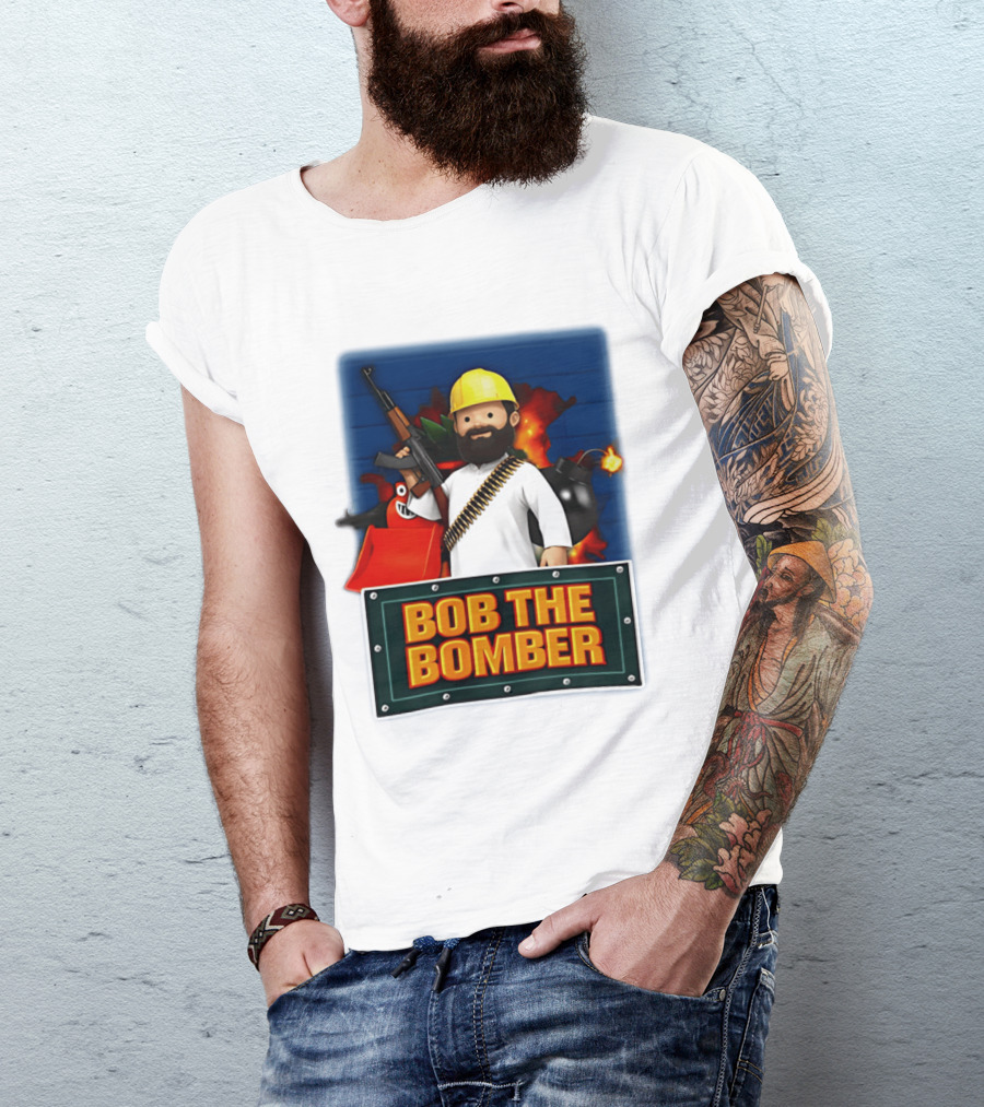Bob The Bomber Cartoon Character With Gun And Explosives T-Shirt