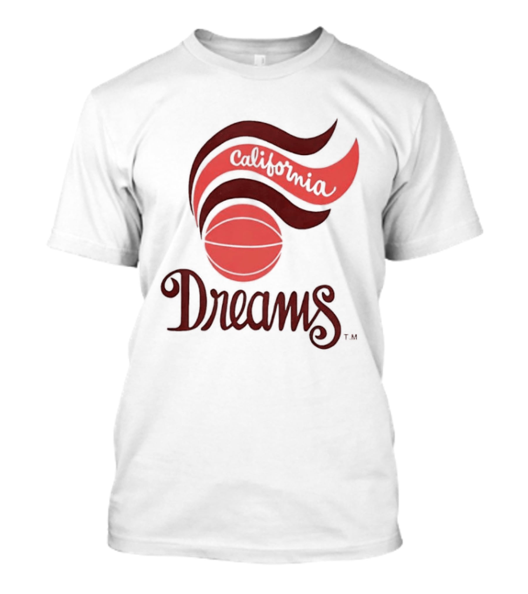 California Dreams Basketball Retro Style Design With Red Waves And Ball T-Shirt