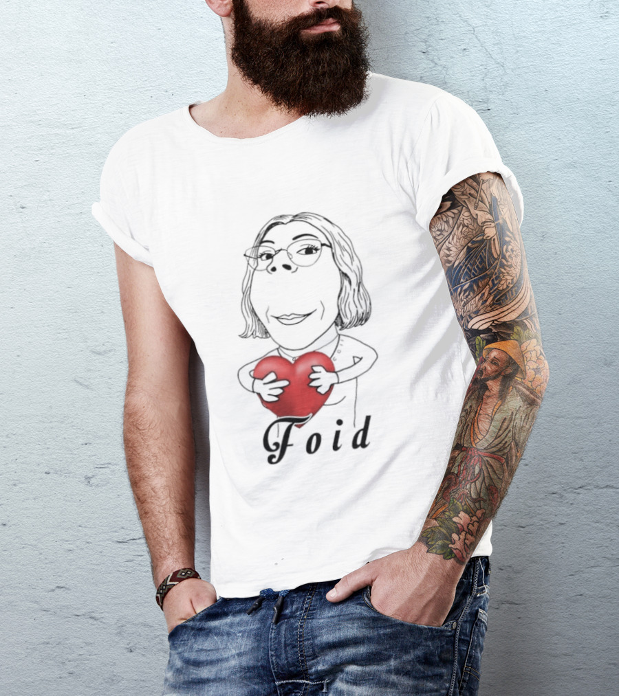 Foid Girl Hugs Heart Sketch Lovable Red Heart Embrace T-Shirt