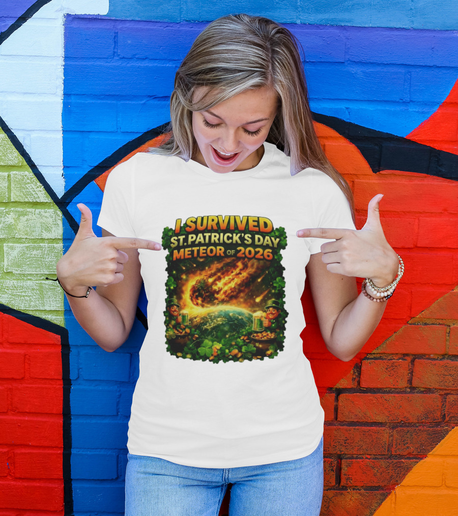I Survived St. Patrick's Day Meteor Of 2026 Leprechaun Shamrock Adventure T-Shirt