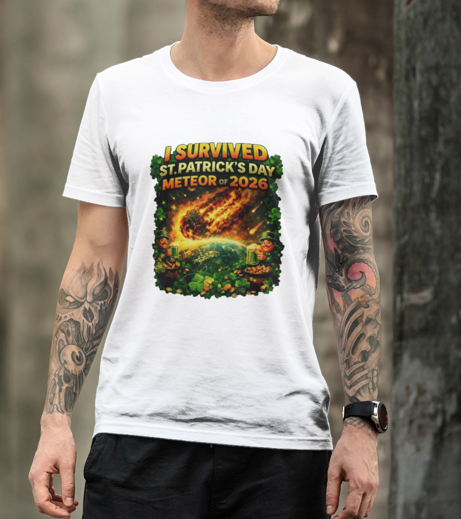 I Survived St. Patrick's Day Meteor Of 2026 Leprechaun Shamrock Adventure T-Shirt
