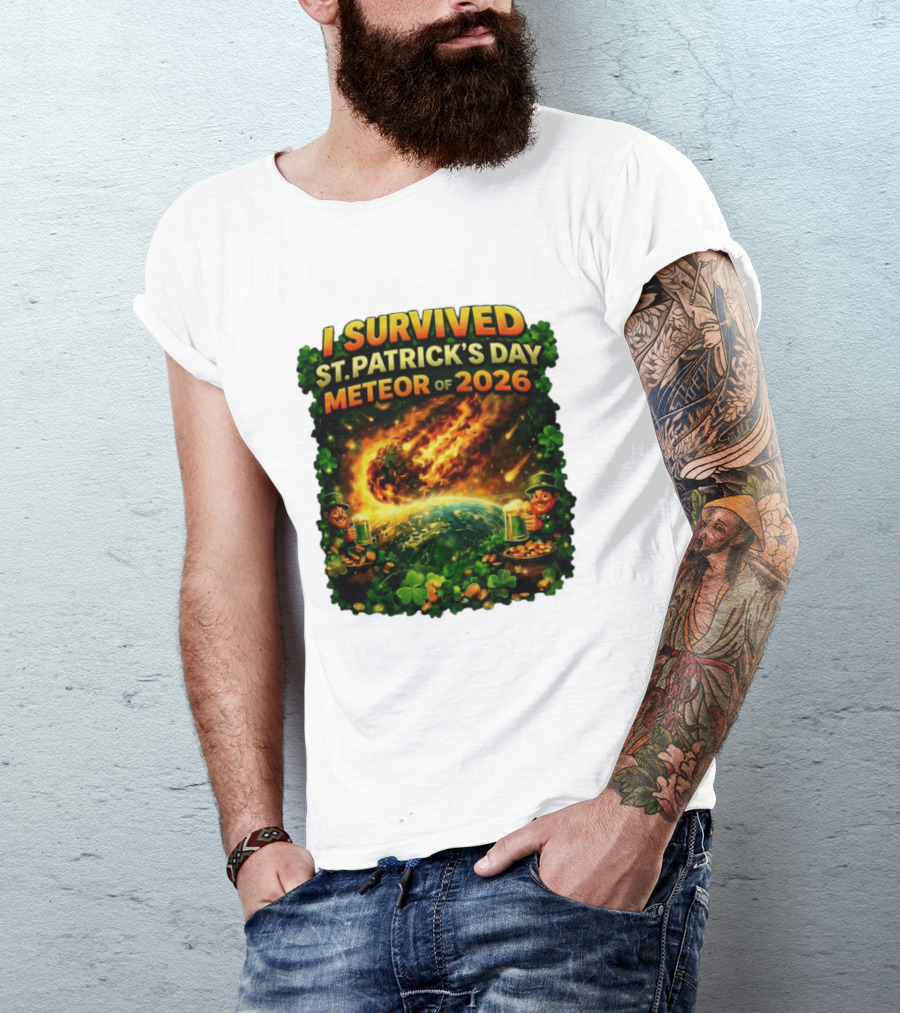 I Survived St. Patrick's Day Meteor Of 2026 Leprechaun Shamrock Adventure T-Shirt