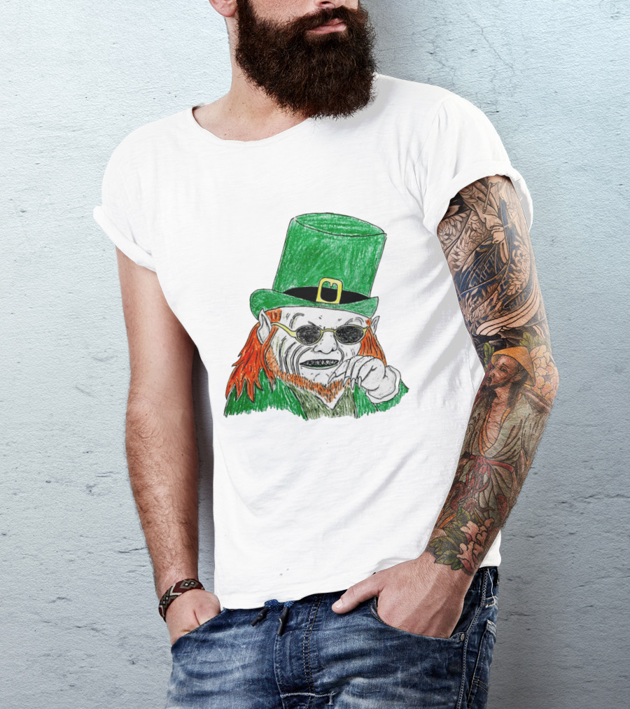 Leprechaun In The Hood Green Hat Sunglasses Red Hair T-Shirt
