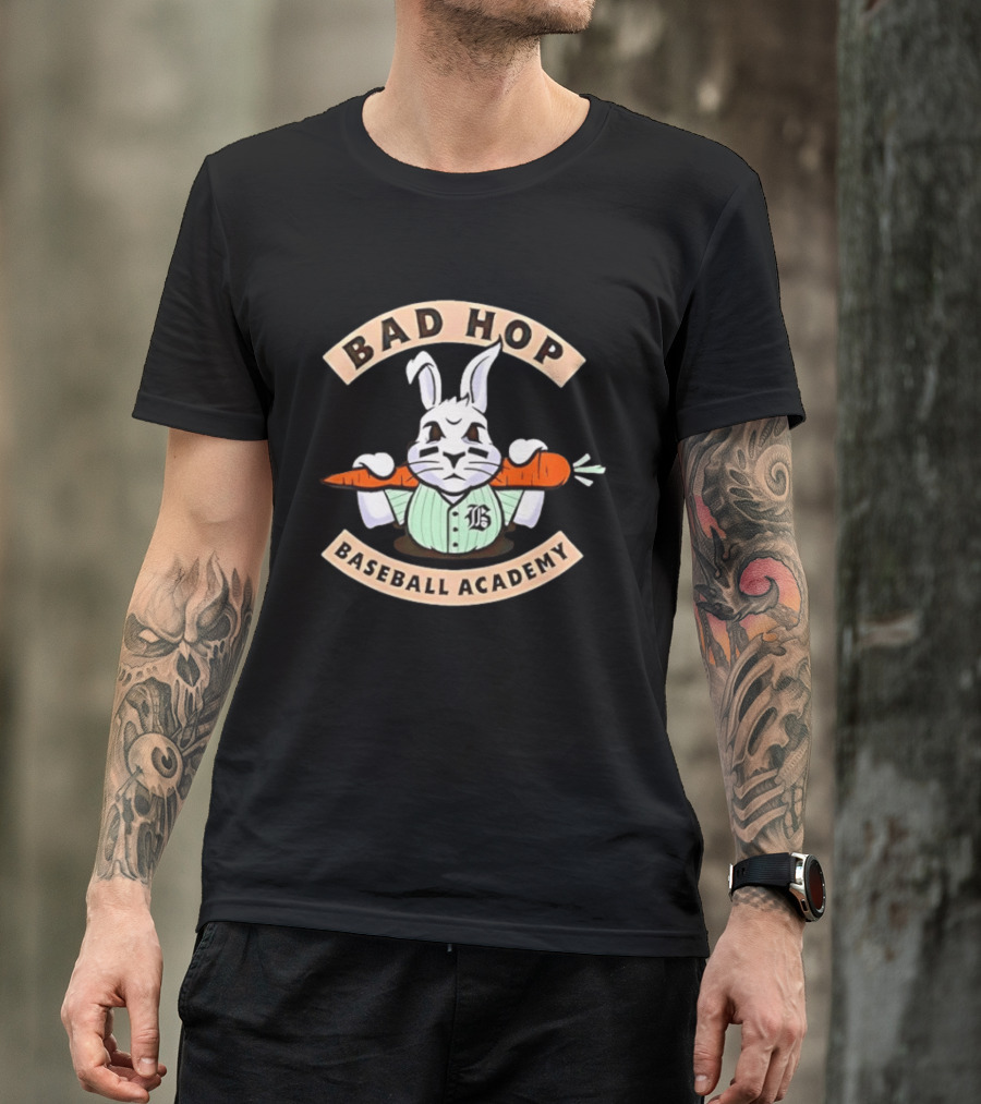 Bad Hop Baseball Academy Angry Bunny Carrot Player T-Shirt