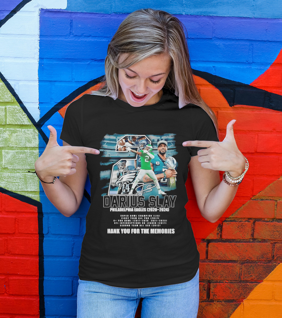Darius Slay Philadelphia Eagles 2020 2024 Thank You For The Memories NFL Pro Bowl Interceptions T-Shirt
