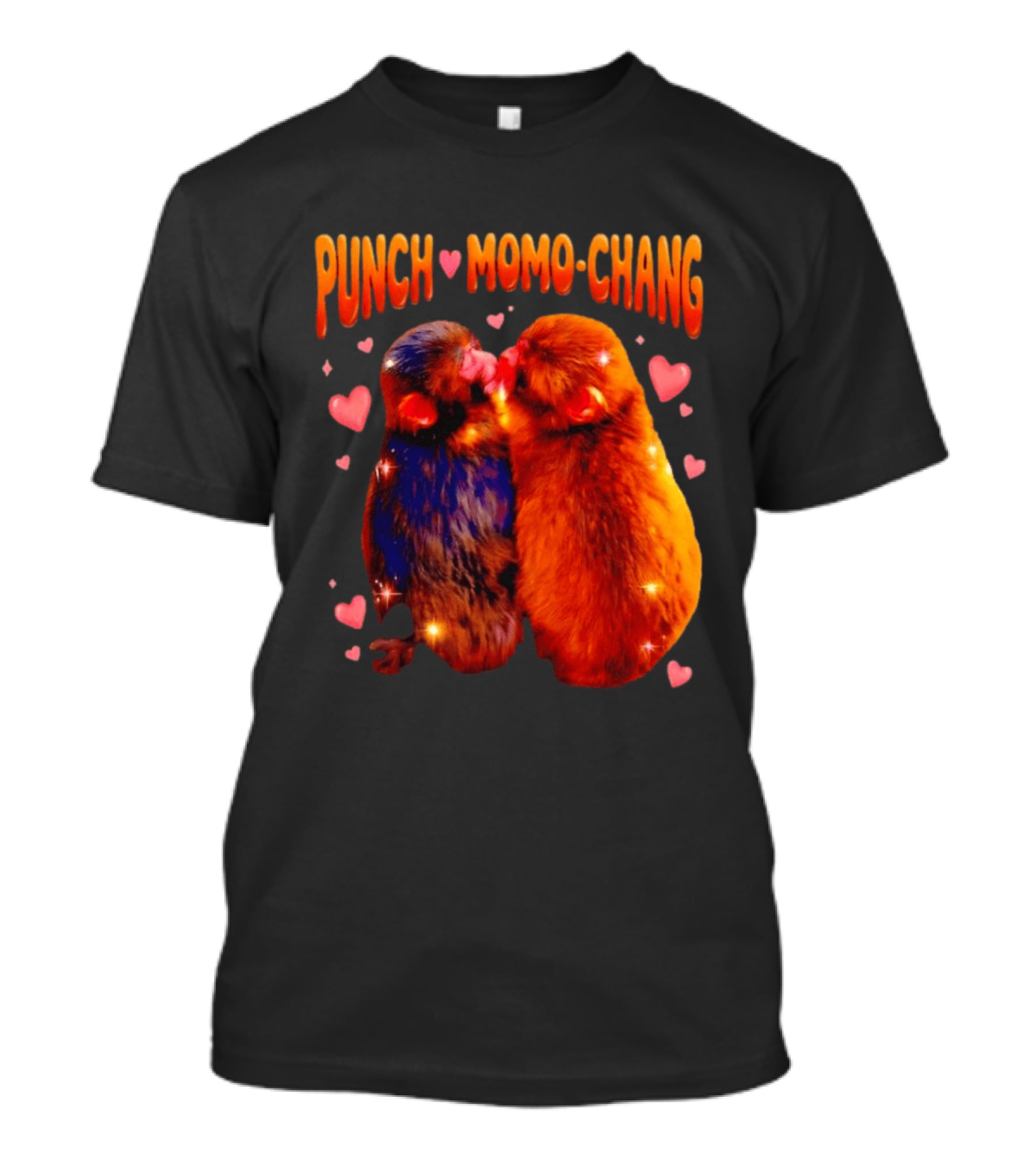 Punch Momo Chang Kissing Monkeys With Hearts T-Shirt