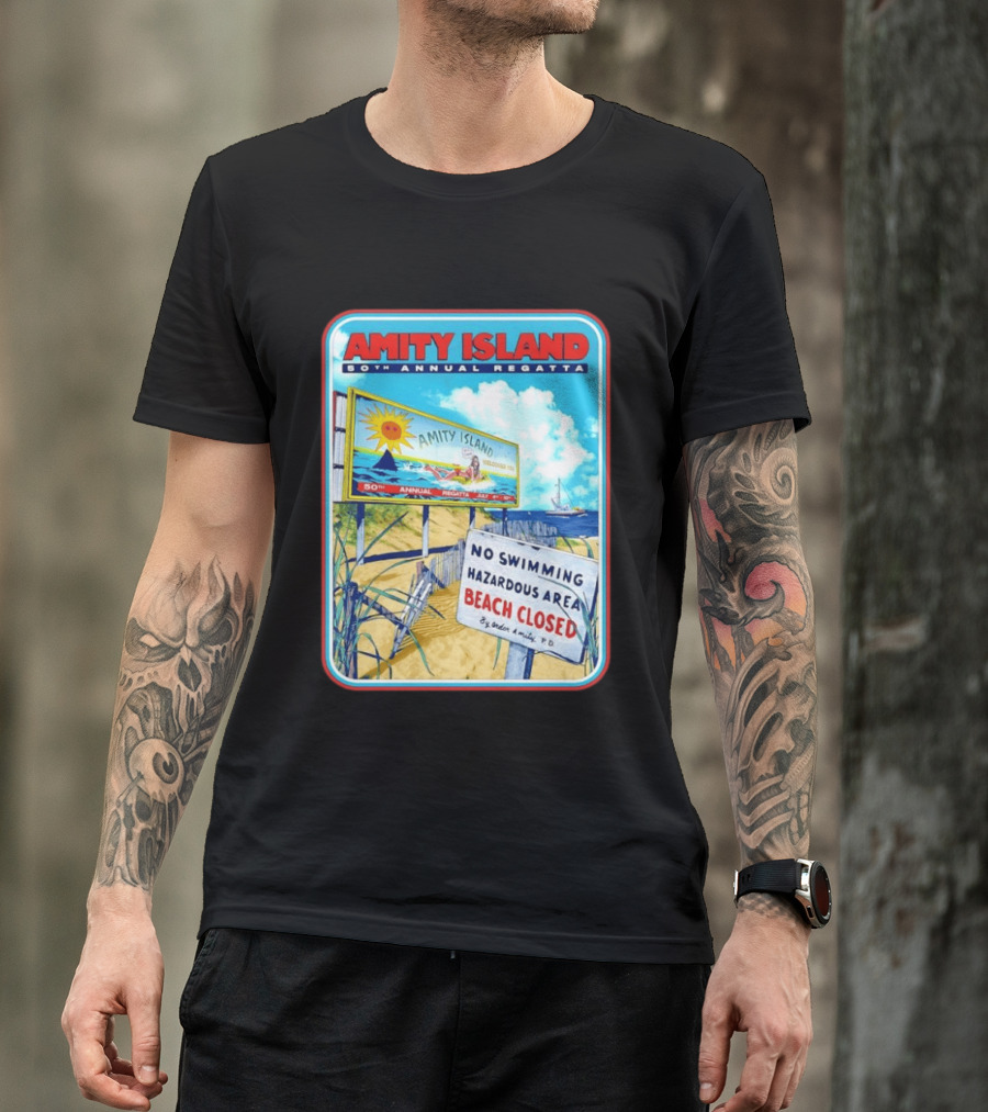 Amity Island 50th Annual Regatta No Swimming Beach Closed Jaws 1975 T-Shirt