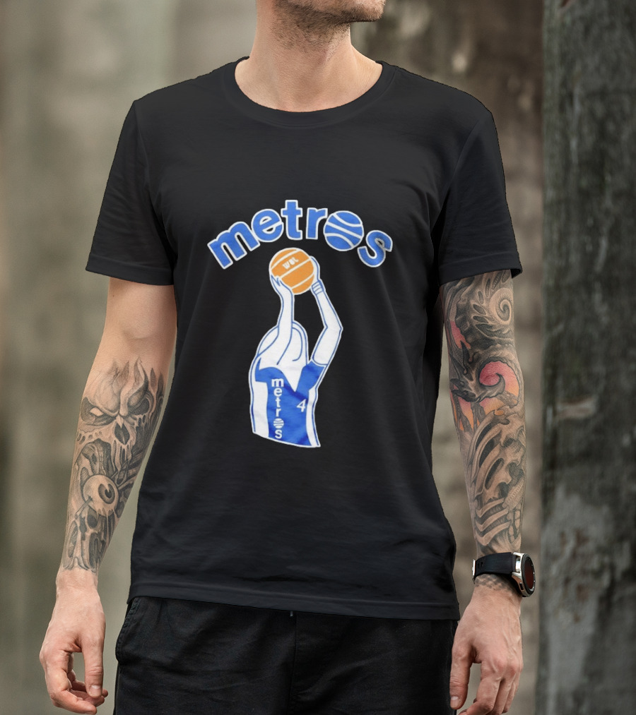 Washington Metros Basketball Player Number 4 Shooting With Blue White Jersey T-Shirt