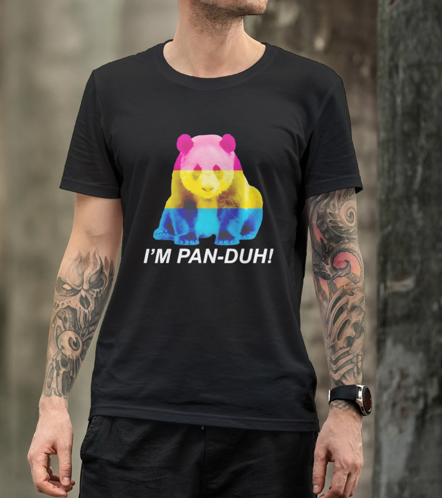 Panda I'm Pan Duh With Pan Flag Colors Panda T-Shirt