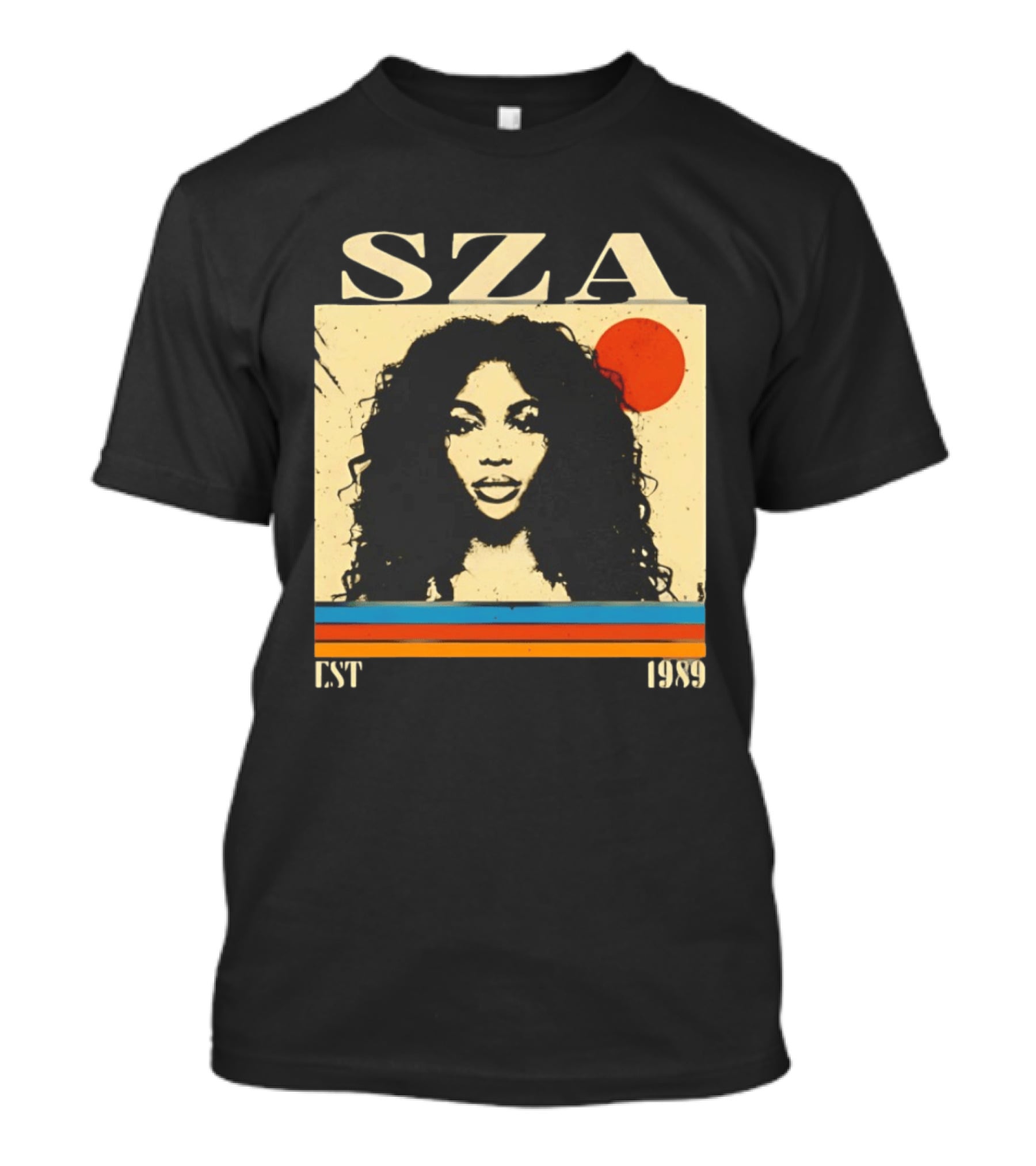 SZA EST 1989 Vintage Style Portrait With Retro Sun And Stripes T-Shirt