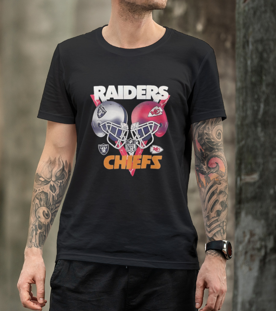 Raiders Vs Chiefs NFL Helmet Showdown T-Shirt