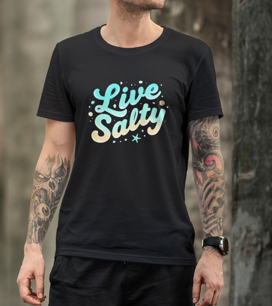 Live Salty Sea Lovers Ocean Vibes Starfish Shells T-Shirt